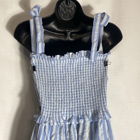 Cotton Adjustable Straps Boho Stripe Casual Flowy A Line Midi Dress with Pockets - Picture 13 of 15